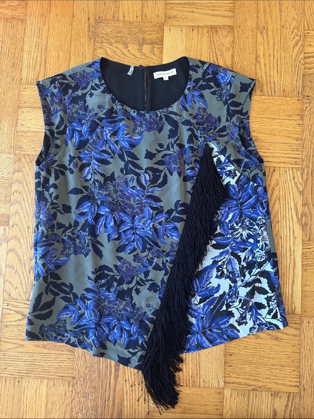 Rebecca Taylor flame Fringe Crepe Sleeveless Top 4